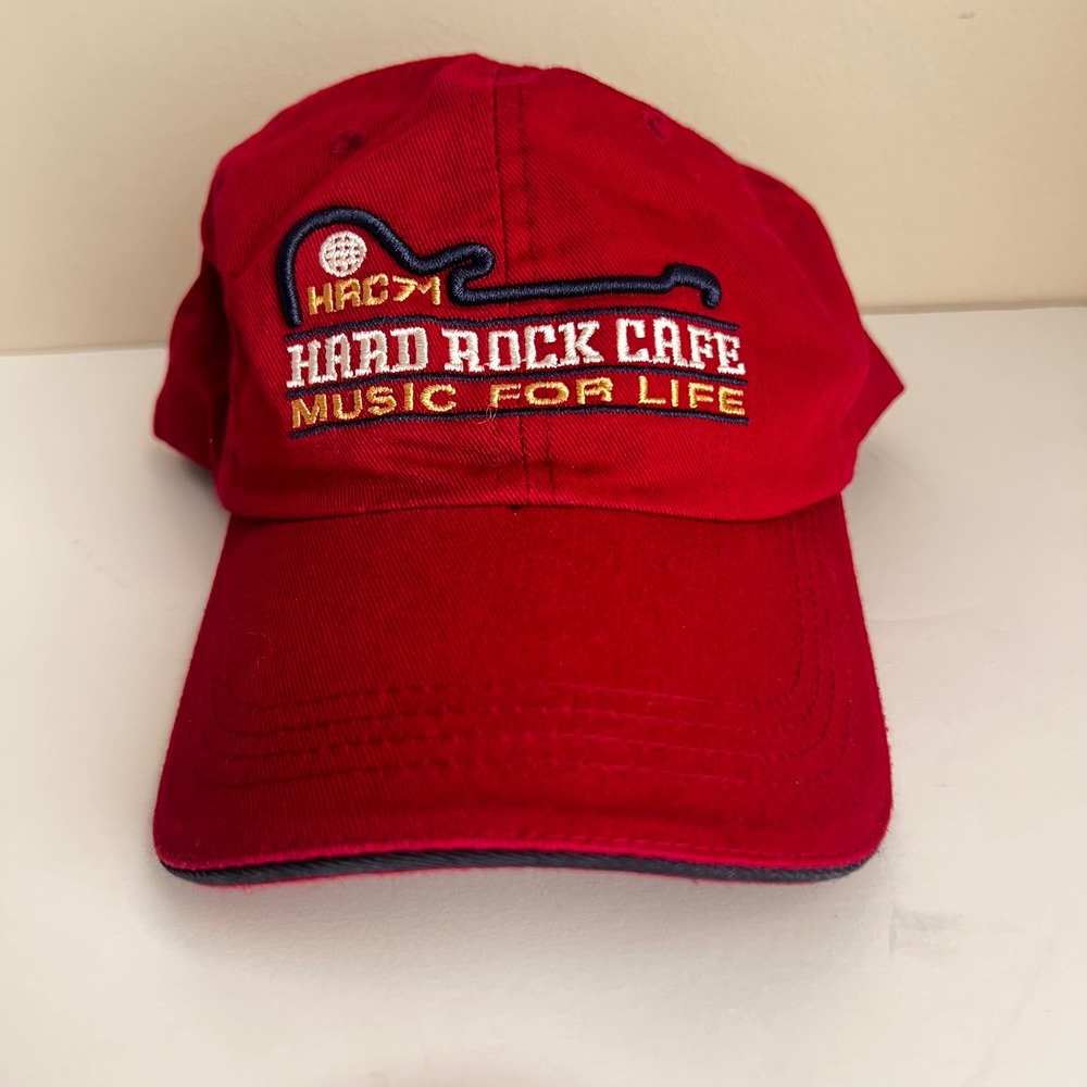 Hard Rock Cafe Dubai Red Embroidered Music For Life Baseball Hat Cap